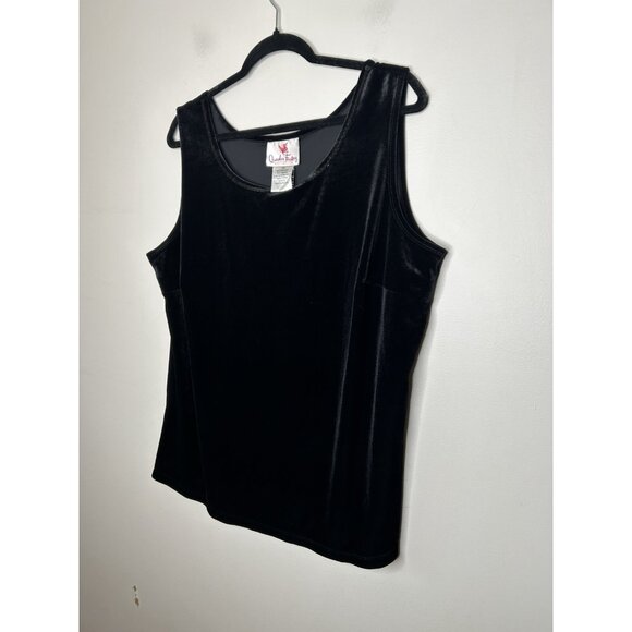 Quacker Factory Black Velour Velvet Tank Top Size Women's Plus Size 1X New NWT - Picture 2 of 6